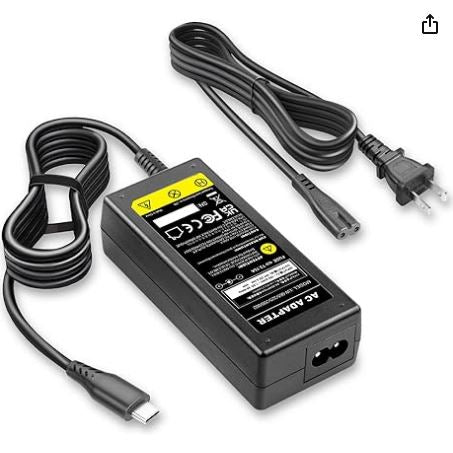 AC/DC Power Adapter (65W) with Power Cord, USB-C Plug